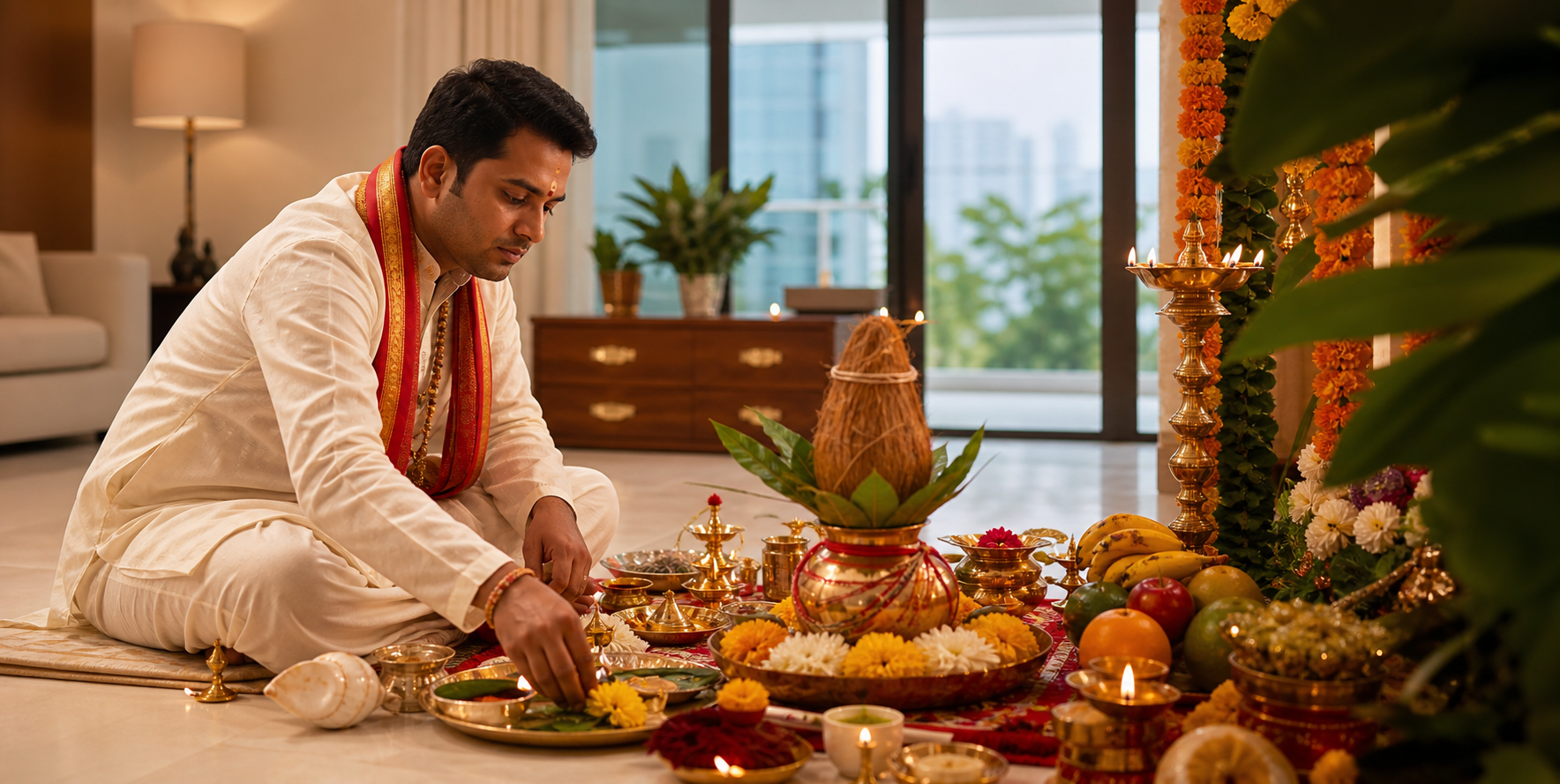 Best Hindi Pandit Bangalore performing a home puja