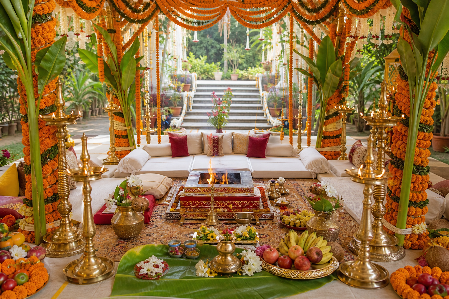 Beautiful Hindu puja setup for Bangalore families